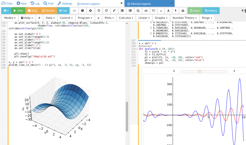 SageMath البرنامج المتكامل في الرياضيات للطلاب والمختصين